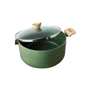 Kawashi Ceramic Casserole Pot With Glass Lid, Green, Kitchen Cookware - Image 3